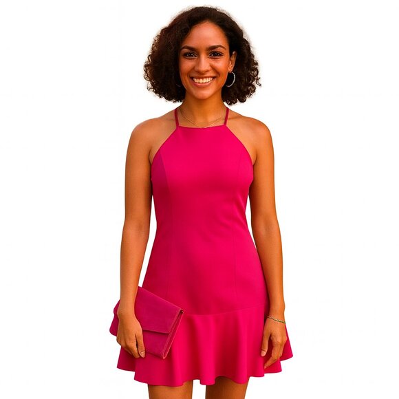 Amanda Uprichard Hot Pink Fit & Flare Dress - Picture 1 of 9